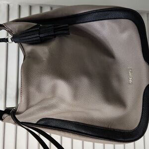 Vintage Nine West Taupe and Black Shoulder Bag